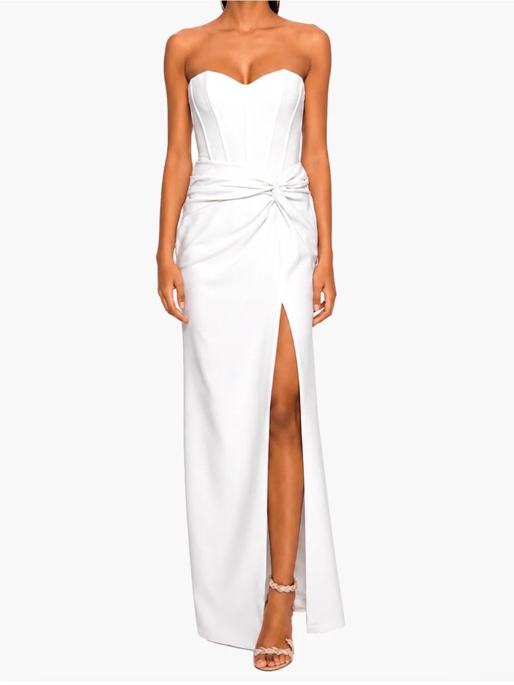 Marchesa Notte Bridal Twist Crepe Column Gown Maxi Sz 6 In ivory New $953